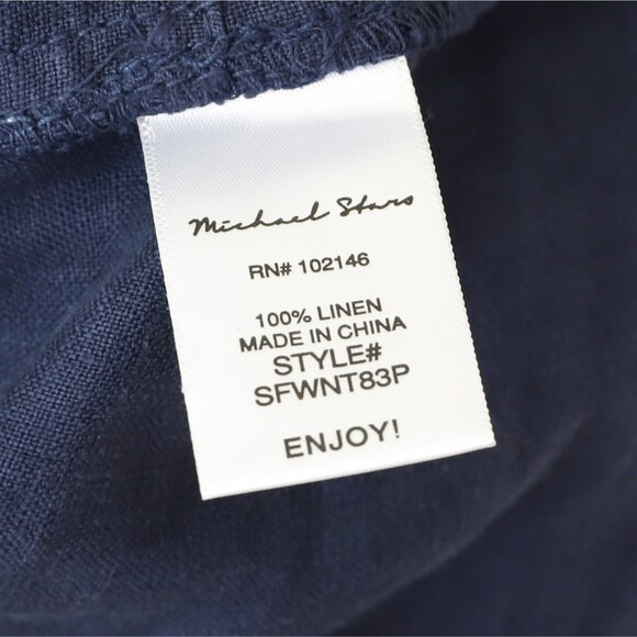 MICHAEL STARS Eleanor Utility Dress XSP Petite Woven Linen Admiral Blue NWT B25 - Picture 6 of 6